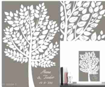 Eleganckie drzewo wpisów gości weselnych - księga w formie plakatu 60x90 cm kreatywne wesele
