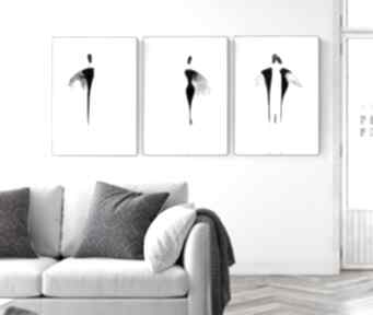 Zestaw 3 50x70 cm wykonanych ręcznie, plakat - elegancki minimalizm art krystyna siwek