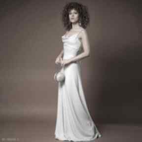 Stella maxi - srebrna wieczorowa sukienki milita nikonorov suknia, długa