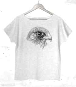 Sokół koszulka bawełniana szara L xl z nadrukiem bluzki gabriela krawczyk, t-shirt, bawełna