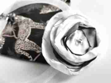 Naszyjnik obroża materiałowy kwiat box t1 ruda klara, retro, roza, kwiatowe, slub