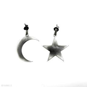 Księżyc i gwiazda - venus galeria kolczyki, srebrne, biżueria, prezent, dla niej
