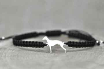 Whippet angielski - bransoletka, srebro 925 pasją i pędzlem pies, z psem, chart, sznurkowa