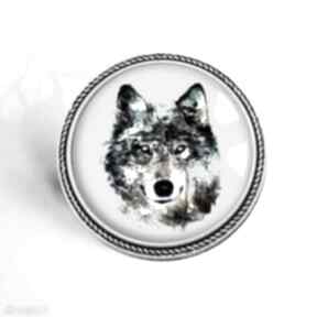 Wilk: niespotykana broszka z garfiką w szkle gala vena, wilkiem, zwierzęta, szary
