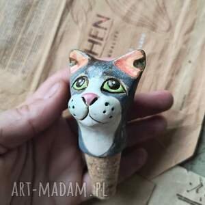 korek do wina szary kot ceramika