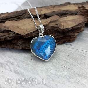z serce, labradoryt, naszyjnik, wisior, srebro 925
