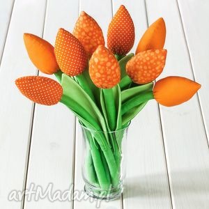 ręczne wykonanie dekoracje tulipany, pomarańczowy bawełniany bukiet