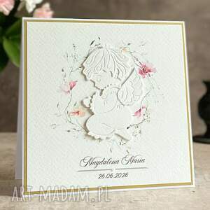 personalizowana kartka na chrzest w ozdobnej kopercie 73c, pamiątka chrztu