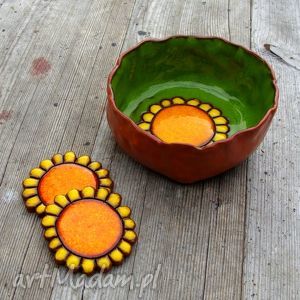 ręcznie wykonane ceramika miseczka ze słonecznikiem