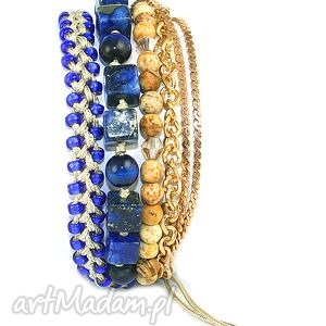 mix lapis lazuli i jaspis obrazkowy, swarovski kryształki