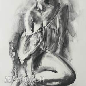 Lady - duży rysunek kobiety węglem 100x70 cm