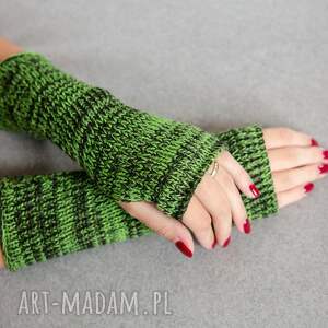 ręcznie wykonane rękawiczki mitenki zielone melanż