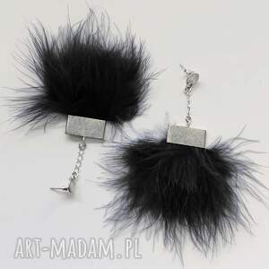 piórko kolczyki srebro, alpaka