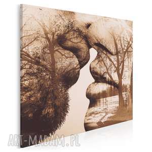 obraz na płótnie - pocałunek drzewa w kwadracie - 80x80 cm (29504)