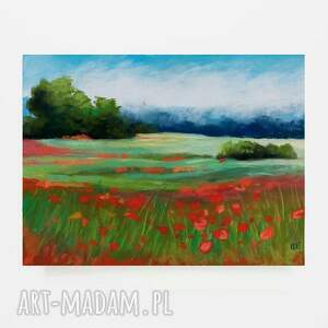 łąka - praca formatu 18/24 cm, rysunek, pastele