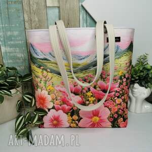 handmade na ramię torebka damska shopper bag torebka na ramię zamykana - pejzaż