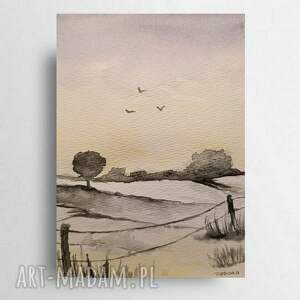 formatu A5, pejzaż, akwarela