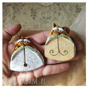 handmade ceramika fikuśne koty broszki