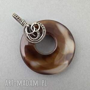 Nadea - okrągły w odcieniach beżu i brązu, brązowy, agat