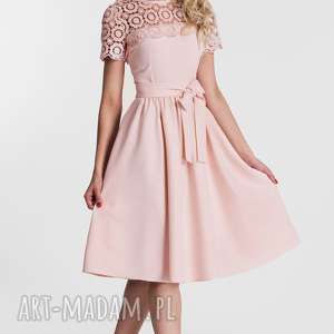 sukienki sukienka melia midi koronka (pastelowy róż)
