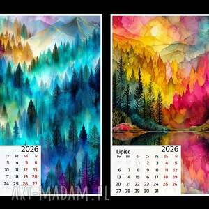 kalendarz 2026 magiczny las 13x18 cm, planner lasem prezent