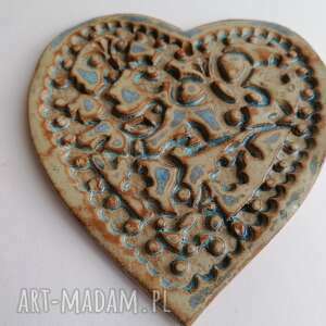 handmade ceramika niebiesko - beżowe serce