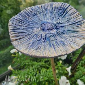 Ceramiczny kwiat 16 cm - turkusowa ozdoba handmade na prezent dla niej