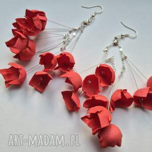 Kolczyki czerwone delikatne leciutkie kol, boh, fri, kw, et