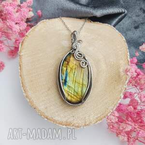 Prezent Naszyjnik Labradoryt stal chirurgiczna wisiorek handmade