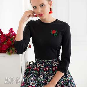 handmade bluzki bluzka z różą czarna