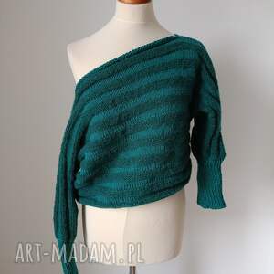 barska sweter butelkowa zieleń jedwabno - wełniany pracy elegancki