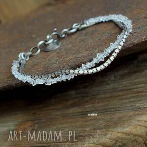 diament herkimer - bransoletka 04, kryształ górski, biżuteria autorska, srebro