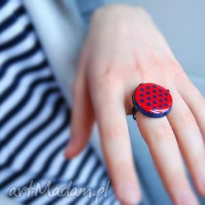 kropka, pierścionek z polymer clay i żywicy - Foffaa pierścionki