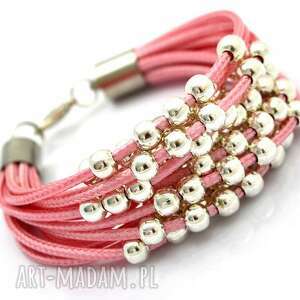 ręcznie wykonane bransoletka brassee perle pink sznurkowa