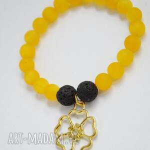 handmade bracelet by sis: złoty kwiat w żółtym jadeicie