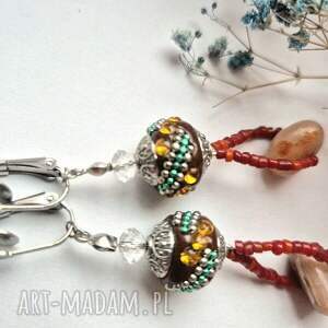 Klipsy orientalne Boho wykonane w pojedynczym egzemplarzu rękodzieło