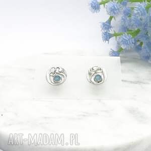 Srebrne kolczyki z agatem niebieskim - lunar amulets