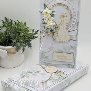 świąteczne prezenty Kartka ślubna DL w pudełku - ręcznie robiona