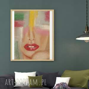 wydruk obrazu kolor kobiety - wiśniowy dekoarcja, wnętrze dom, obraz do salonu