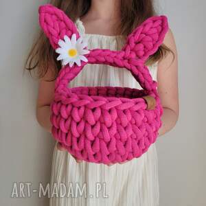 koszyk wielkanocny zajączek z sznurka bawełnianego dla dziecka