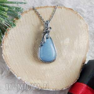 Naszyjnik Angelit „Niebiański Chłód” - stal chirurgiczna - wire wrapping