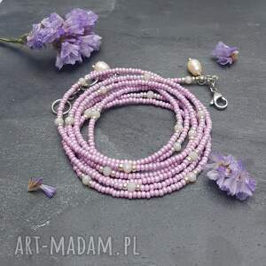 handmade bransoletka lilak z perłami bra24.23