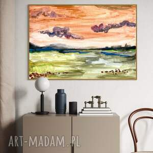 akwarela ręcznie malowana papierze, obraz malowany krajobraz