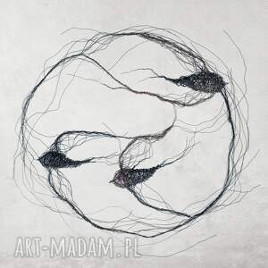 Prezent Instalacja z metalu - ptaki w kole, dekoracja do salonu