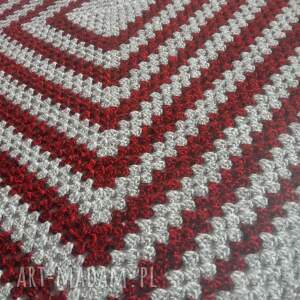 koce i narzuty narzuta, koc szaro bordowy rękodzieło