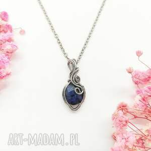 naszyjnik dumortieryt stal chirurgiczna wisiorek handmade wirewrapping pomysł
