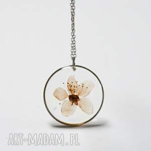 naszyjnik z kwiatem wiśni, wiosenny naszyjnik, cherry blossom, wiosna rękodzieło