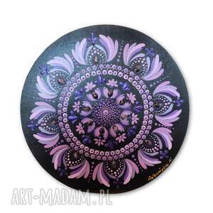 mandala z ametystami 30 cm obraz akryl