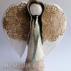 anioł perłowy ceramika rękodzieło dekoracja wnętrza, użytkowa, pomysł