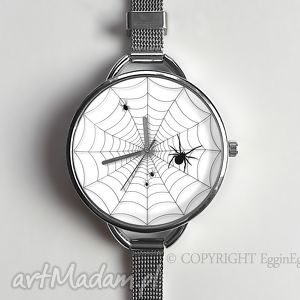 handmade zegarki pajęcza sieć - zegarek z dużą tarczką 0924ws